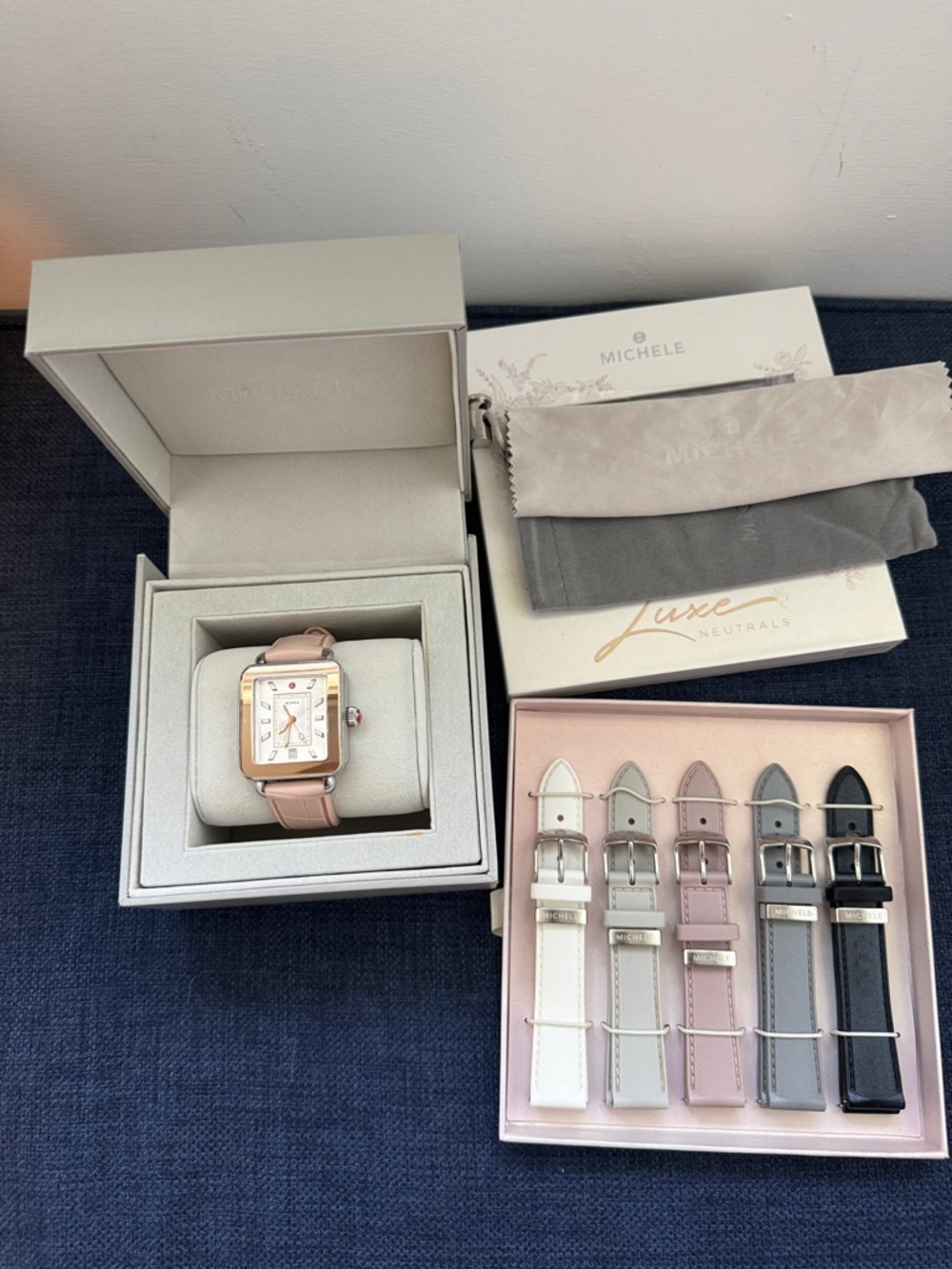 Michele Deco Sport Watch with Luxe Neutrals Bands